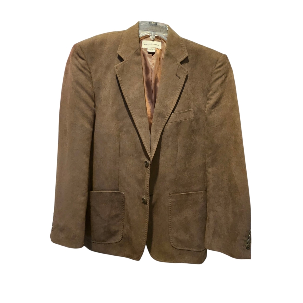 Men's Pronto Uomo Brown Faux Suede Blazer, Dress Jacket